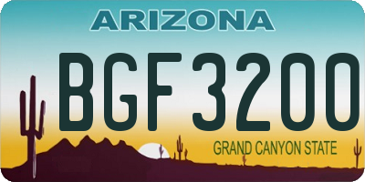 AZ license plate BGF3200