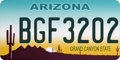 AZ license plate BGF3202