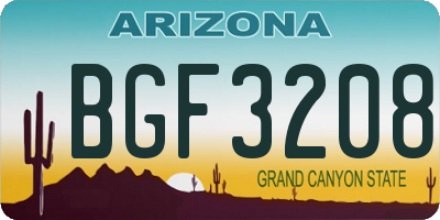 AZ license plate BGF3208
