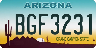 AZ license plate BGF3231