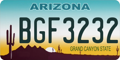 AZ license plate BGF3232