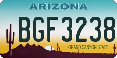AZ license plate BGF3238