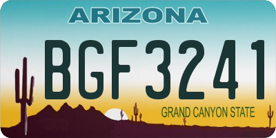 AZ license plate BGF3241