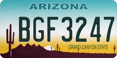 AZ license plate BGF3247