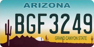 AZ license plate BGF3249