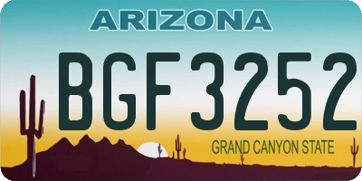 AZ license plate BGF3252