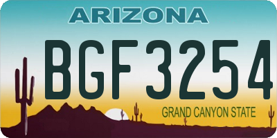 AZ license plate BGF3254