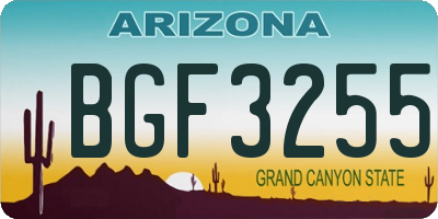 AZ license plate BGF3255
