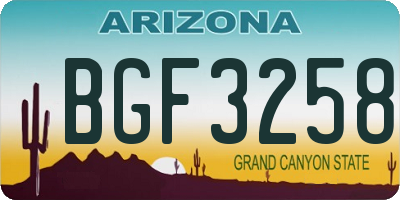 AZ license plate BGF3258