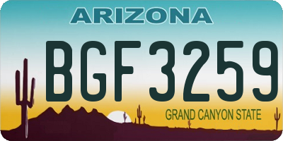 AZ license plate BGF3259