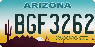 AZ license plate BGF3262