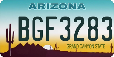 AZ license plate BGF3283