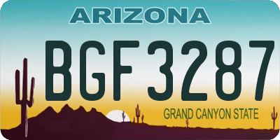 AZ license plate BGF3287