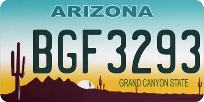 AZ license plate BGF3293