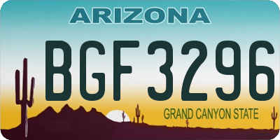 AZ license plate BGF3296