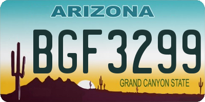 AZ license plate BGF3299