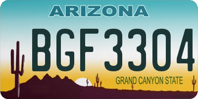 AZ license plate BGF3304