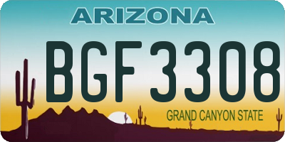 AZ license plate BGF3308