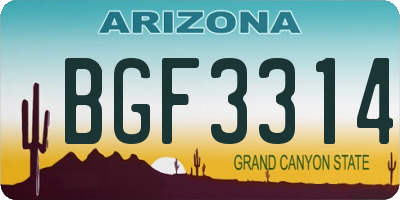 AZ license plate BGF3314