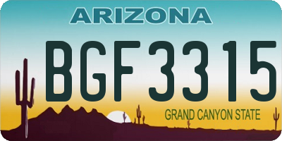 AZ license plate BGF3315