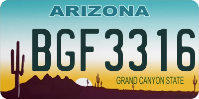 AZ license plate BGF3316