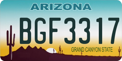 AZ license plate BGF3317