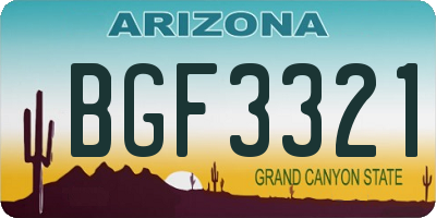AZ license plate BGF3321
