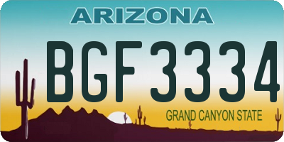 AZ license plate BGF3334