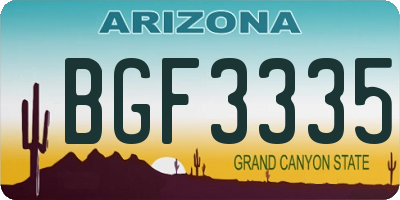 AZ license plate BGF3335