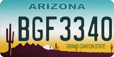 AZ license plate BGF3340