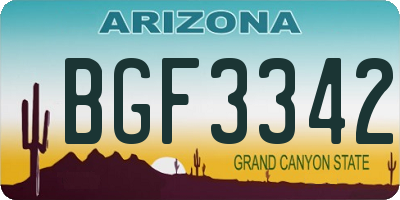 AZ license plate BGF3342