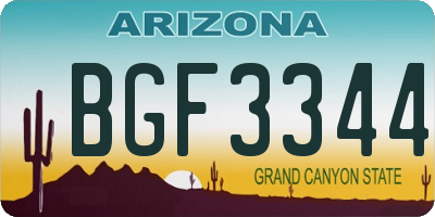 AZ license plate BGF3344