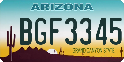 AZ license plate BGF3345