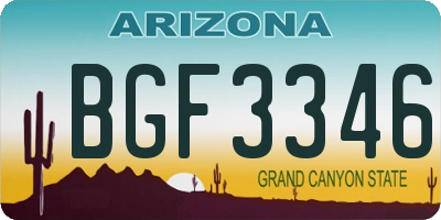 AZ license plate BGF3346