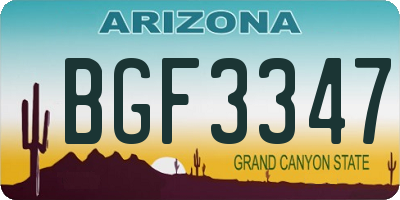 AZ license plate BGF3347