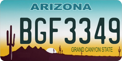 AZ license plate BGF3349