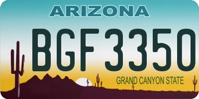 AZ license plate BGF3350