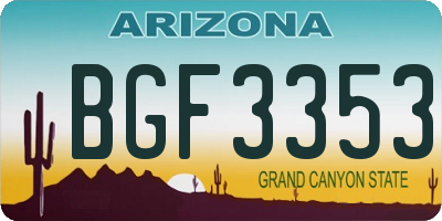 AZ license plate BGF3353