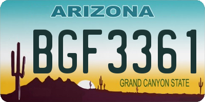 AZ license plate BGF3361