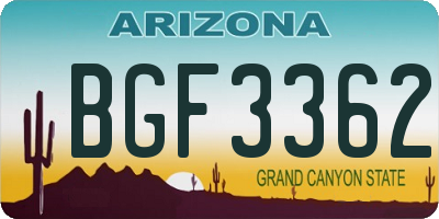 AZ license plate BGF3362
