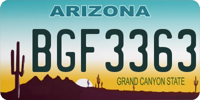 AZ license plate BGF3363