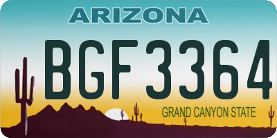AZ license plate BGF3364