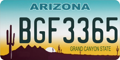 AZ license plate BGF3365