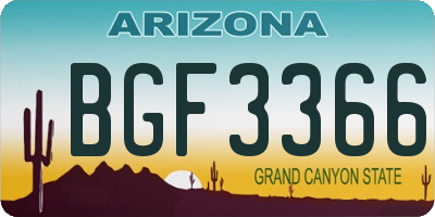 AZ license plate BGF3366