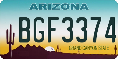 AZ license plate BGF3374