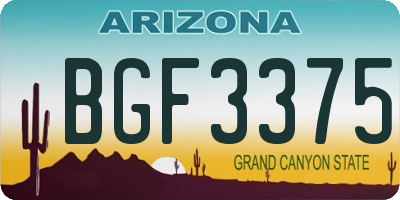 AZ license plate BGF3375