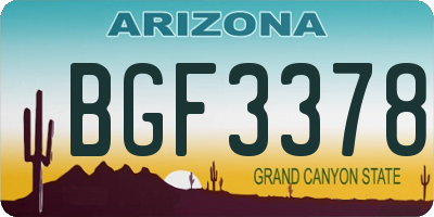 AZ license plate BGF3378