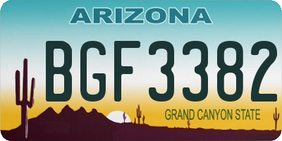 AZ license plate BGF3382