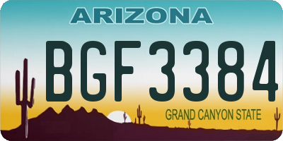 AZ license plate BGF3384