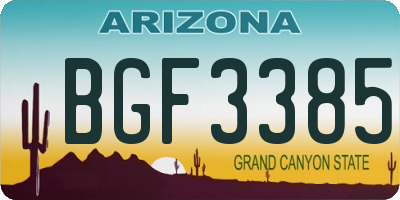 AZ license plate BGF3385